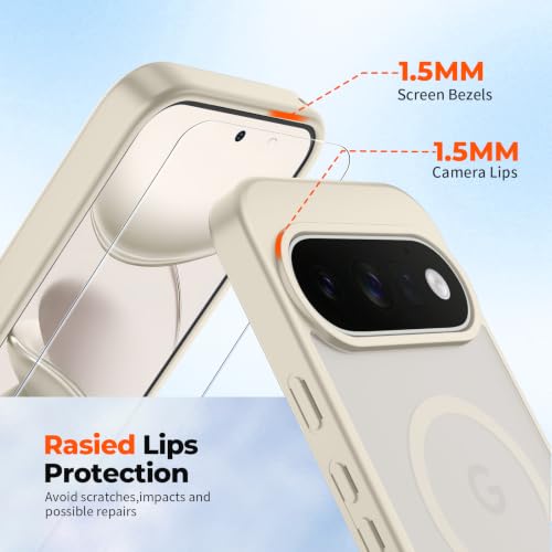 Image of SUPFINE Magnetic for Google Pixel 11 Pro XL Case - Stone | With Screen Protector,Translucent Matte,Built-in Magnets,Military Grade Drop Protection,Shockproof Phone Cover