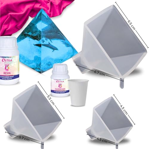 Image of Oytra Resin Pyramid Mould Art Craft Silicone Mold Set of 3 for DIY Casting Crafting Materials Set for Beginners and Artists