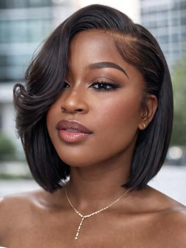 UNICE 7x5 Lace Closure Human Hair Wig Short Layered Bob