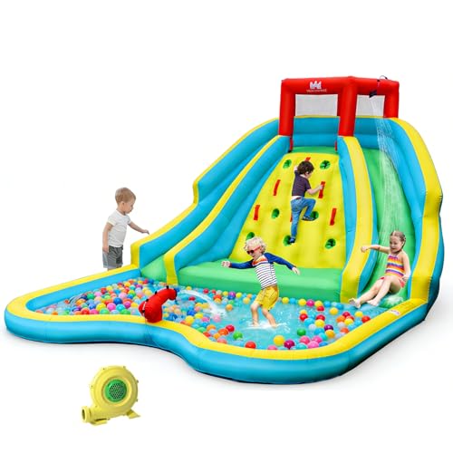 Product Image of the BOUNTECH Inflatable Water Slide Park, 15x12FT Double Slides Kids Mega Waterslide...