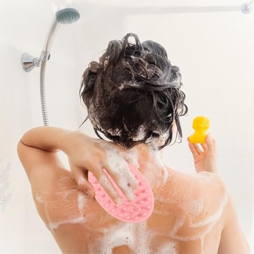 Image of Kimee Silicone Body Scrubber with Dense Soft Bristles, Exfoliating Shower Brush for Deep Cleansing, Rich Foam Bath Massager, Hygienic Quick Dry Body Wash Scrubber for Men Women