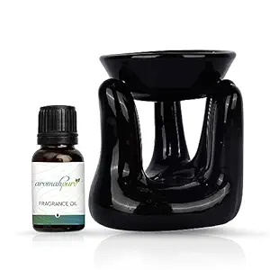 Aromahpure Black Tealight Ceramic Hand Design Diffuser |with Assorted 15ml Fragrance Oil| Diffuser for Home, Mandir, Office, Desk Decoratives, Gifting