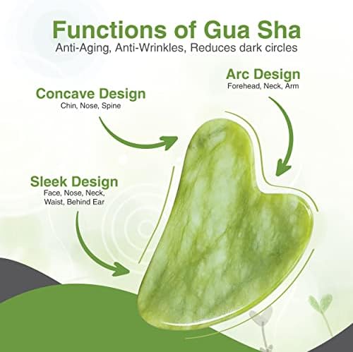 ACTIVE GEAR Jade Roller and Gua Sha Massage Tool - Face Roller Set for Skin Care - Natural Green Jade Stone - Neck and Face Massager - Perfect Self Care Gifts for Women