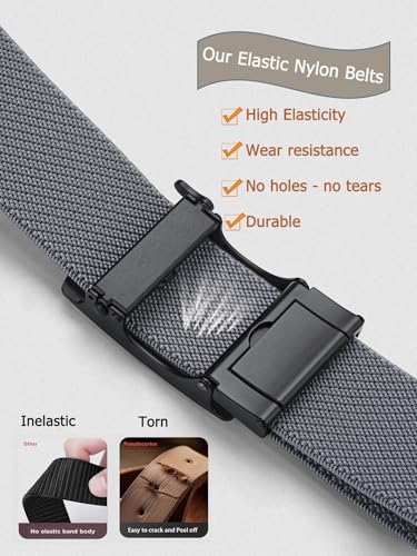 VANNANBA Mens Belt Stretchable - Elastic Nylon Web Golf Belt for Jeans Casual Pants2