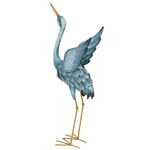 Bits And Pieces - Japanese Blue Heron Metal Garden Sculpture Set - Two Metal Cranes Perfect For Garden Décor - Metal Garden Art, Outdoor Lawn And Patio Décor, Backyard Sculpture, And Decoration #TOP6