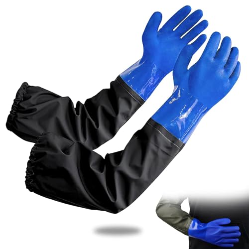 qhklew Guantes de Limpieza de Estanques de 70 cm, Guantes de Goma...