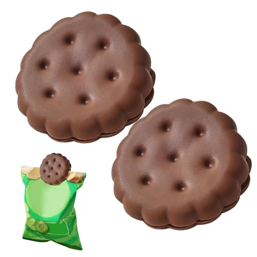 Pinzas De Cocina Para Bolsas Abiertas,Juego de 2 Sujetadores para Bolsas de Snacks | Accesorios Domésticos De Conservación De Alimentos Con Diseño De Galleta Para Hogar, Niños, Adultos Y Viajes