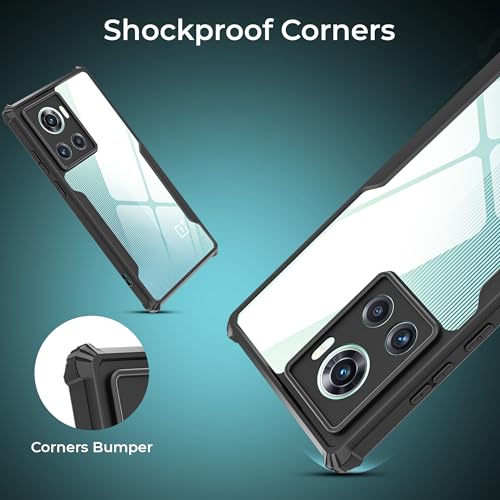 Image of A rtistque Clear Hard Transparent Acrylic Armor Anti-Drop Shockproof TPU Edge Back Cover Case for OnePlus 10R - Black