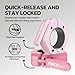 Forcefree+ Barbell Clips (Pair), Barbell Clamps, Quick Release Olympic Barbell Clamps with Anti Slip TPR Grip, Barbell Collars for Secure Weightlifting & Powerlifting (Non Magnetic, Pink)