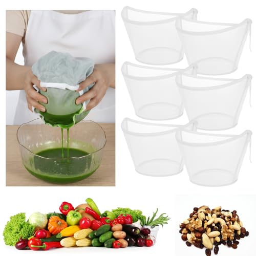 3PCS Nylon Nut Milk Bag, Bowl Shaped Reusable Muslin Straining Bags, Nylon Fine Mesh Strainer Bag for Yogurt, Cheesecloth Alternative, Fine Mesh Food Filter