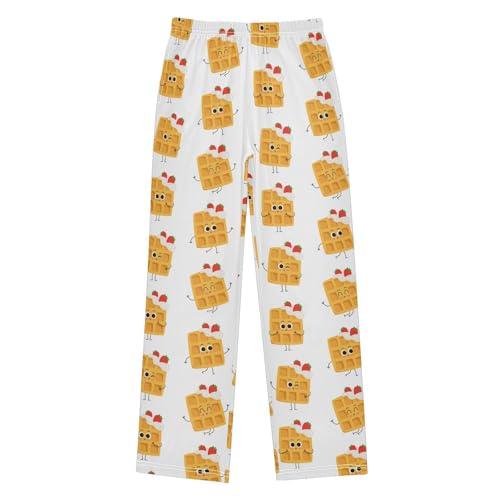 Boys' Pants Waffle Whipped Cream Strawberry Long Bottoms Jogger Pants Elastic Waist Trousers with Pockets S-XL