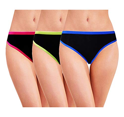 Image of RC. ROYAL CLASS Women Cotton Solid Black Bikini Multicolored Panty(Pack of 3)
