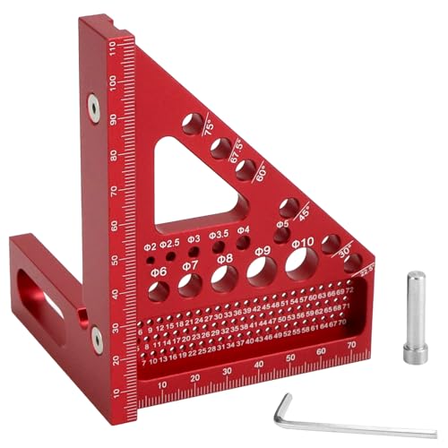 QWORK® Escuadra Carpintero, 22.5-90° Regla de Medición Multiángulo, Regla de Marcado Aluminio, para Carpinteros, Ingenieros, Trabajadores de Construcción