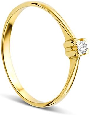 Anillo de compromiso Orovi, de mujer, de oro con diamante de 9 quilates (375). Anillo de oro amarillo brillante de 0,05 quilates con diamantes
