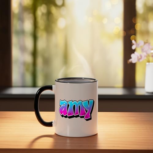 Taza cerámica color negro y blanco de 11 onzas miniatura 3