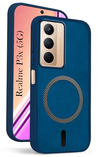 Image of Jkobi Leather Finish Back Cover Case for Realme P3x (MagSafe Compatible Wireless Charging | Soft Touch | Camera Bump Protection)