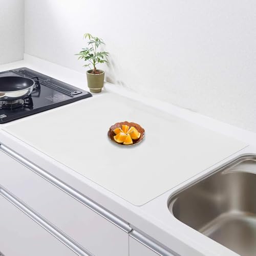 Image of 32''x24''(80cmx60cm) Silicone Mat for Kitchen Counter, Non-Slip Heat Resistant Countertop Protector, Waterproof Durable Kitchen Mat for Countertops, Islands (Semitransparent)