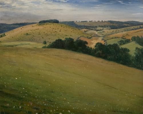 Cuadro al óleo Nevinson de Verano en los Downs, decoración moderna de 60x90cm