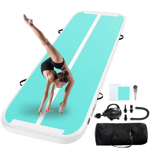 UrbanLuxe Tapis de Gymnastique Air Tumble Track, Tapis de Gymnastique Gonflable pour Tumbling 6,6ft 10ft 13ft 16ft 20ft/10cm Air Tumble Track, Pour Usage Familial/Yoga/Eau/Danse – 3m,Vert