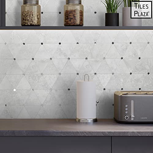 The Tiles Plaza Diamond Backsplash Peel And Stick. Glass Mirror Stick On Tile For Kitchen Bathroom Fireplace. Cement Grey Wall Tile, 1 Sheet #TOP3