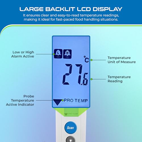 Image of Sper Scientific Dual Function Infrared & Probe Food Safety Thermometer 800115 - Non-Contact Infrared Surface Temperature & Foldable Probe for Internal Temps - Fast & Accurate for Kitchens and Grilling