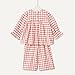 Amazon Essentials x Sofia Grainge Baby Girls' Long Sleeve Flannel Set, Ivory Raspberry Red Windowpane, 12 Months