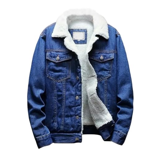 VAMELO Chaqueta de mezclilla con forro de cachemira para hombre, chaqueta vaquera con forro polar Sherpa para hombre, chaqueta de camionero cálida de invierno, Azul oscuro, X-Large