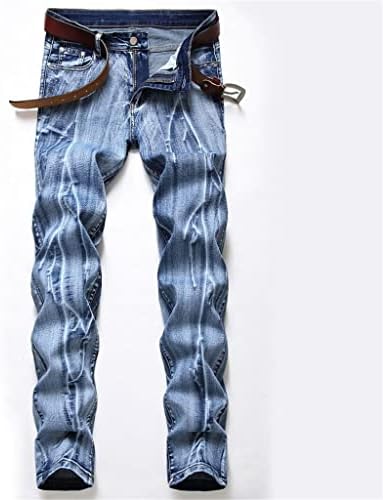 SCDZS Plus Size Tie Dye Jeans Men’s Distressed Straight Fit Denim Pants for Male Casual Trousers (Color : Blue, Size : 31 Code)