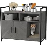 GDLF Iron & Wood Sturdy Structure Large Pet Crate Cat Washroom Hidden Cat Litter Box Enclosure Furni