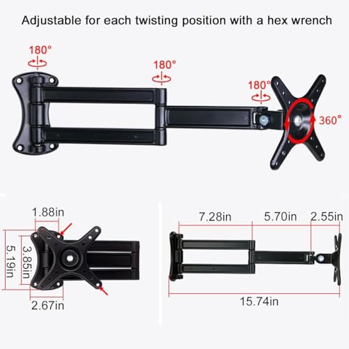 ANTEISI Floating Nightstand Rotatable Brackets,Small Round Side Tabl Folding Brackets,Mini Coffee Table Extensible Hinges,Bathtub Side Table Bracket,Suitable for DIY As Sofa Side Table,Over Bed Table by ANTEISI - Image 5