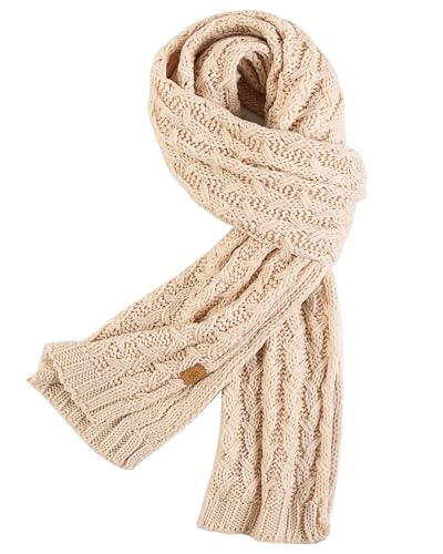 PAGE ONE Women's Ribbed Knit Scarf Winter Warm Long Big Wrap Cashmere Wool Thick Large Chunky Scarf for Women