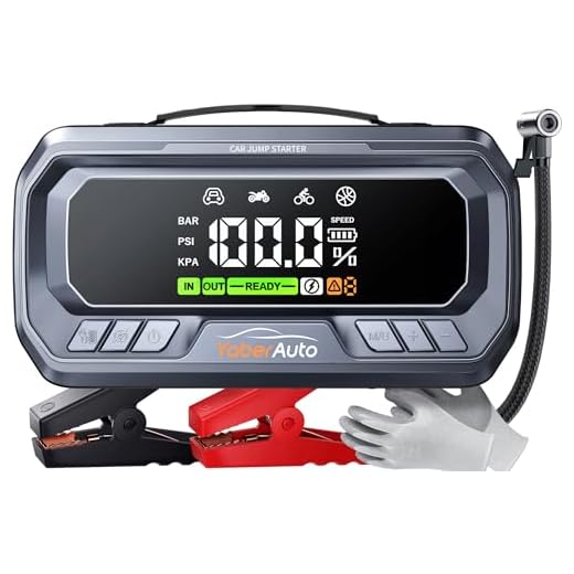YaberAuto 12-in-1 Jump Starter with Air Compressor 8000A 160PSI 65W Charging, Portable Car Battery Jump Starter (All Gas/14L Diesel) Jump Box Car Battery Jumper Starter Portable Jumper Cables, 160W DC