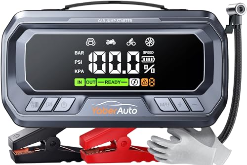 YaberAuto 12-in-1 Jump Starter with Air Compressor 8000A 160PSI...