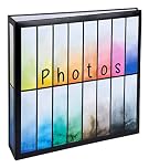 Exacompta - Ref. 62882E - Rainbow photo album with pockets - 200 photos 10x15cm - 100 pages - 22.5x22 cm format - printed paper cover with black background with color gradation - glossy lamination