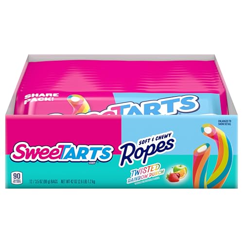 Image of SweeTARTS Ropes Twisted Rainbow Punch Candy, Share Pack, 3.5 oz, 12 Pk
