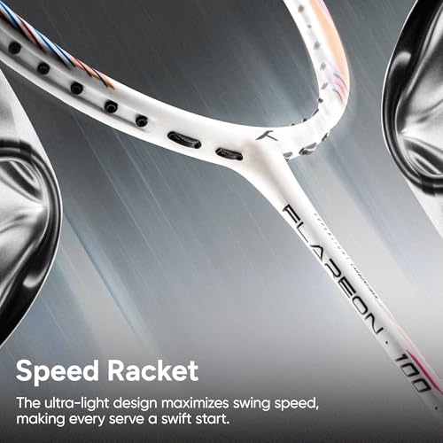Image of Hundred Flareon 100 Badminton Racket (Unstrung)| Carbon Fiber Frame | Speed Racket for Fast Swings | Flexible Shaft | Max Tension 30 lbs | Full Cover Included