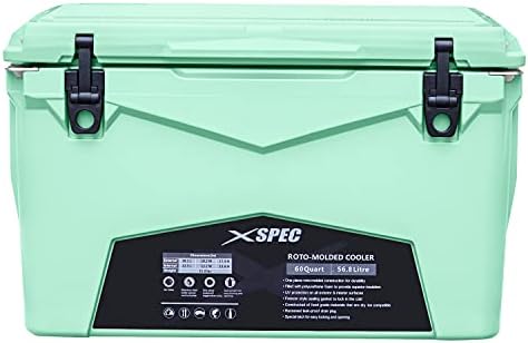 Xspec 60 Quart Roto Molded High Performance Camping Cooler Ice Chest | Pro Tough Durable Outdoor Ice Chest, Seafoam
