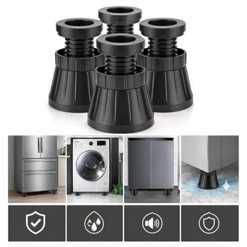Image of Rainspire 4 Pack Anti Vibration Pads for Washing Machine, Heavy Duty Rubber Shock Absorbing Anti Slip Pads, Noise Reduction Washer Dryer Feet Support, Universal Appliance Stabilizer Pads for Furniture & Home Use - Advance
