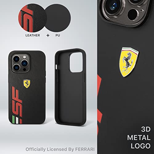 Image of CG MOBILE Ferrari iPhone 14 Pro Max Case [Official Licensed] PU Leather Case with SF Logo Protective Case /Cover Designed for iPhone 14 Pro Max (6.7-Inch) 2022 - Black