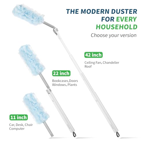 Image of oshang Disposable Heavy Duty Duster Refills, 12 Pack | 43 inch Extendable Handle, Compatible with Swiffer, For Ceiling Fans, Blinds, Furniture, High Corners