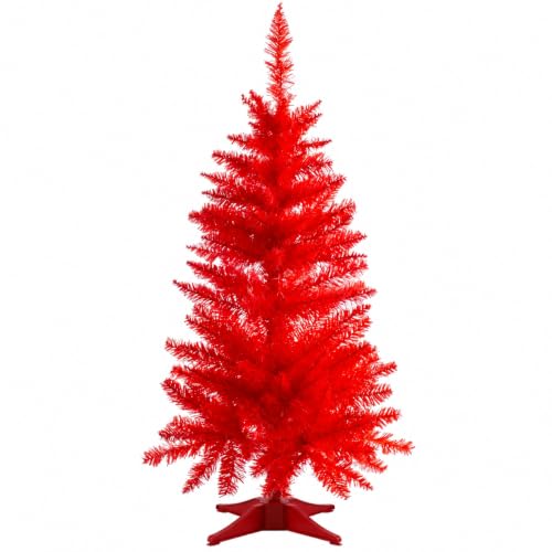 3FT Red Artificial Small Christmas Tree Mini Tabletop Decor
