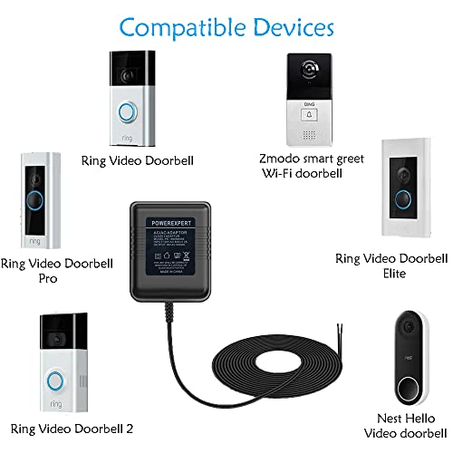 18V 500mA Adapter, Video Doorbell Charger Cord Compatible with Ring Video Doorbell Pro/2, Zmodo Doorbell, Nest Hello Doorbell Transformer, HLT Doorbell, Ecobee,Sensi Doorbell Transformer - Thumbnail 2