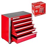 Geinxurn 5-Drawer Rolling Red Tool Box, Heavy Duty Micro Roll Cab Steel Stackable Tool Chest with Lockable Drawers, Large Capacity Tool Cabinet for Garage, Workshop, Truck