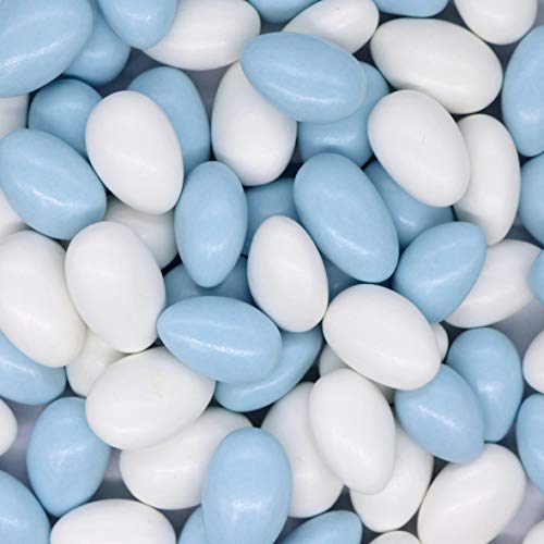 Smarty Stop Jordan Almonds Candy – Pastel Candy-Coated Almonds, Edible Confectionery Snack (Blue & White - Pastel Colors, 2 Pound (Pack of 1))