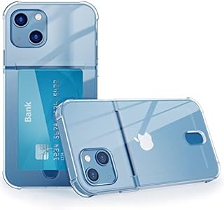 WILLIZTER Ultra Slim Phone Case with Card holder Compatible with iPhone 13 mini 5.4 inch Transparent Clear Protective Shockproof Shock Absorbing Phonecover Thin Wallet case cover