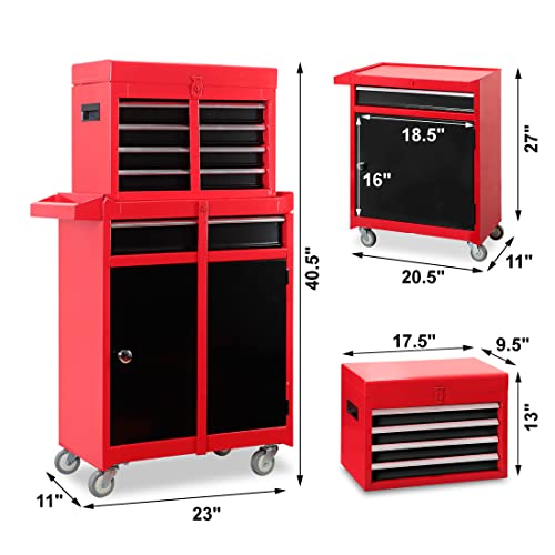 Big Red 5-Drawer Rolling Tool Chest/Box With Wheels,Metal Removable Tool Storage Cabinet For Garage And Workshop,Red/Black,Atbt3426R-Rb #TOP1