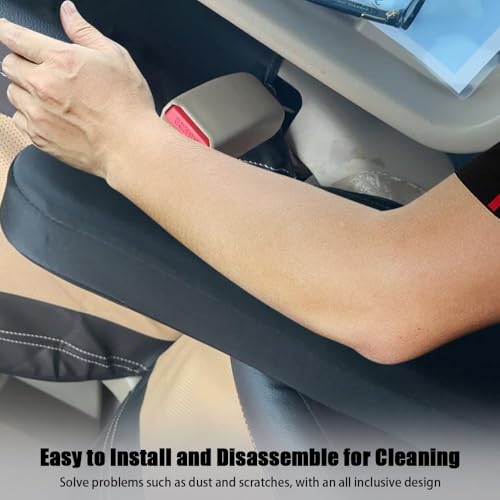 Image of MTRoyaldia 2PC Black Car Front Seat Armrest Covers,Universal Size Seat Arm Rest Cover,Flat Cloth Fabric Armrest Cover,Car Interior Accessories(Black,1Pair)
