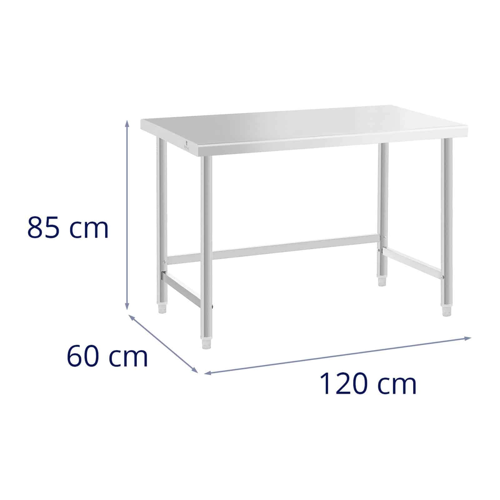 Royal Catering RCAT-120/60-PS Table de travail inox Plan de travail en inox Plan de travail professionnel Table de travail cuisine 120 x 60 cm 300 kg