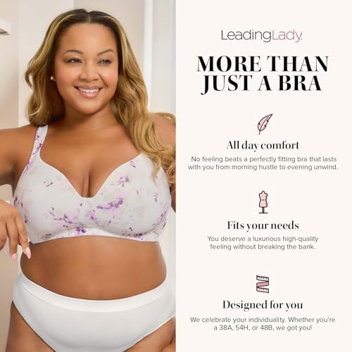 Image of Leading Lady, Brigitte Full Coverage, Wireless, Padded T-Shirt Bra, Ballet Back, Side & Back Smoothing, Wide Straps, 36A-54G