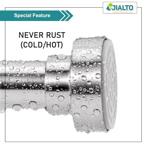 Image of JIALTO 105 Cm To 175 Cm Multifunctional Adjustable Rod | Extendable Shower Curtain Tension Rod Non-Drilling for Wall Anti-Skid Spring Pull | Door Curtain & Bathroom Pipe Rods (SILVER PACK Of - 2)